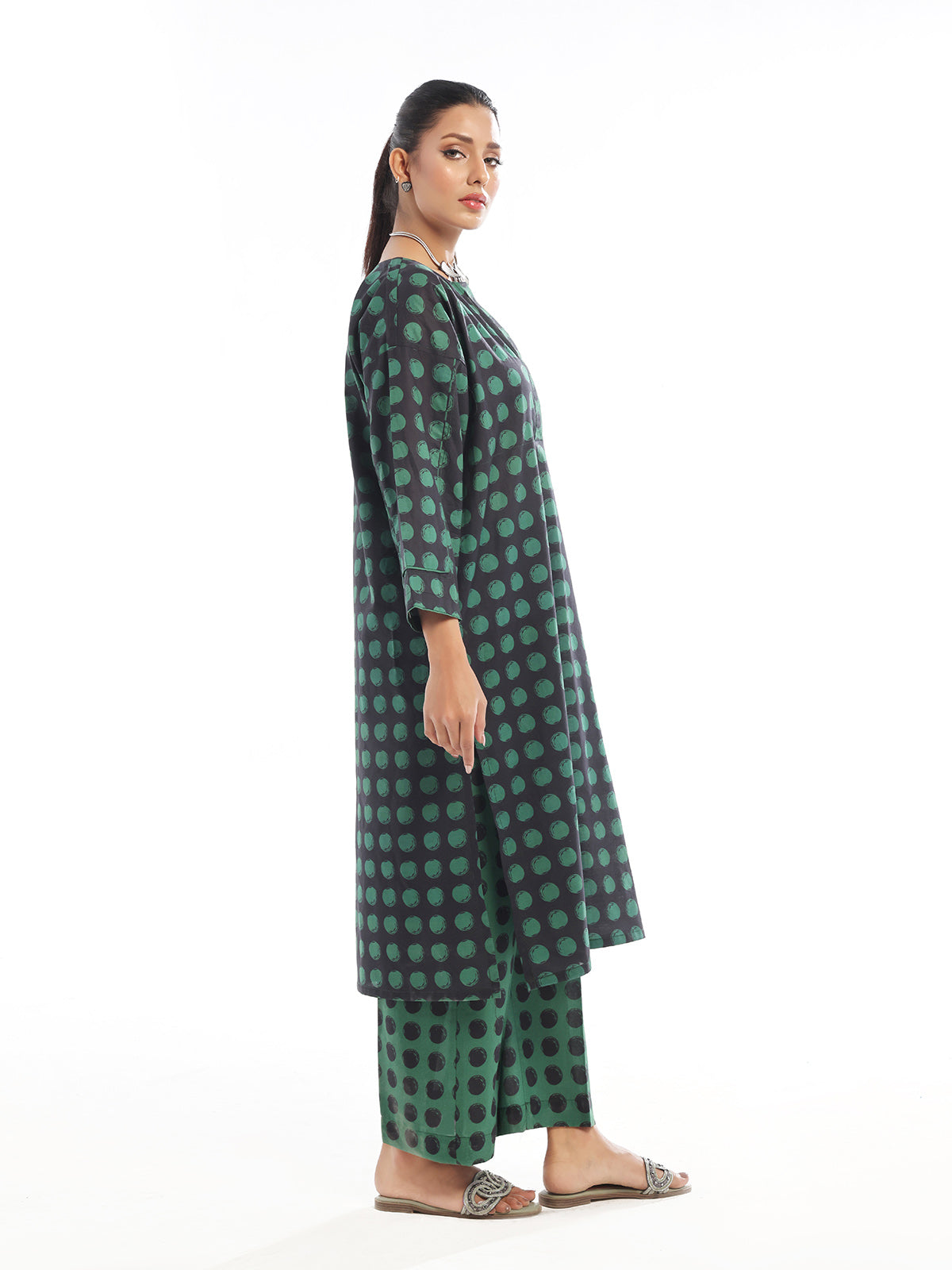 Oaks - Printed Unstitched Swiss Lawn Green - OL2PT-6192-A - 2 Piece - Unstitch