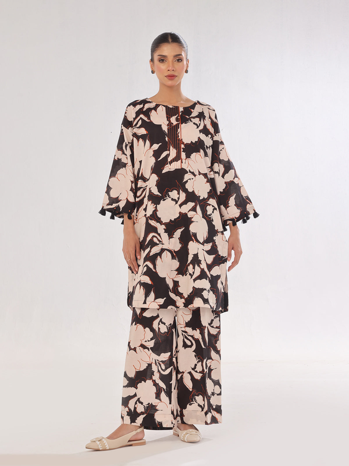 Oaks - Printed Pret & Unstitched Shirt Trouser Swiss Lawn Black - 2 Piece