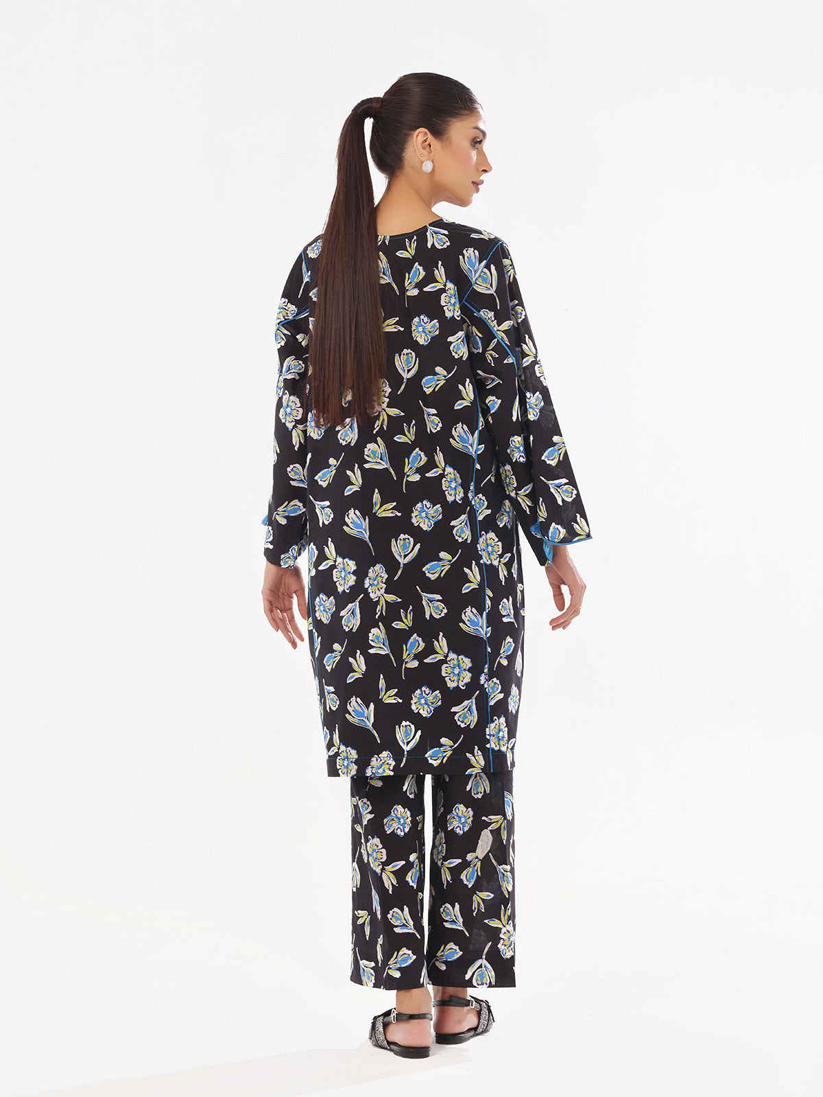 Oaks - Printed Unstitched Swiss Lawn Black - OL2PT-6290-A - 2 Piece - Unstitch