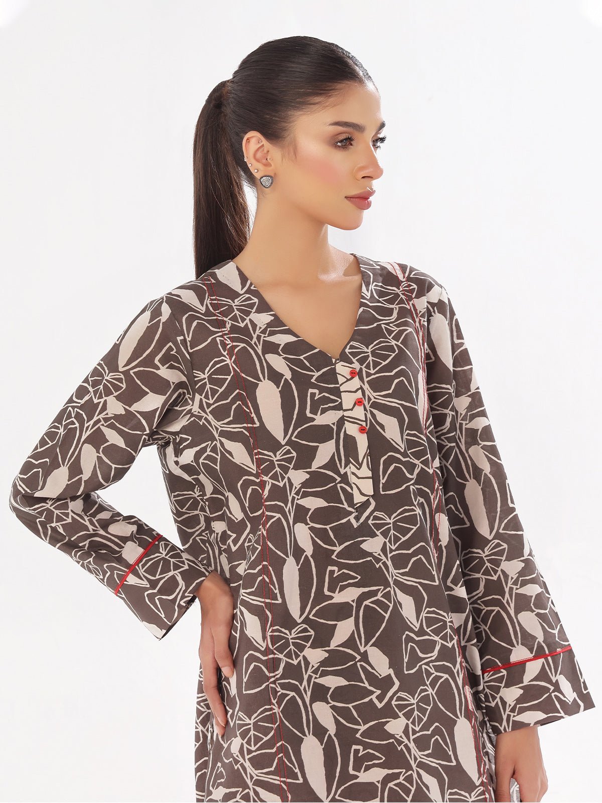 Oaks - Printed Unstitched Swiss Lawn Grey - OL2PT-6298-B - 2 Piece - Unstitch
