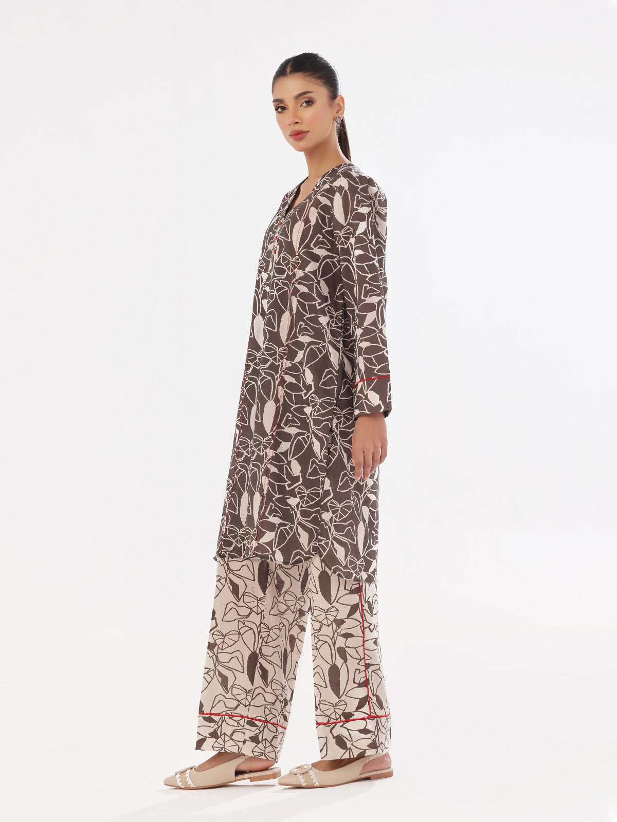 Oaks - Printed Unstitched Swiss Lawn Grey - OL2PT-6298-B - 2 Piece - Unstitch