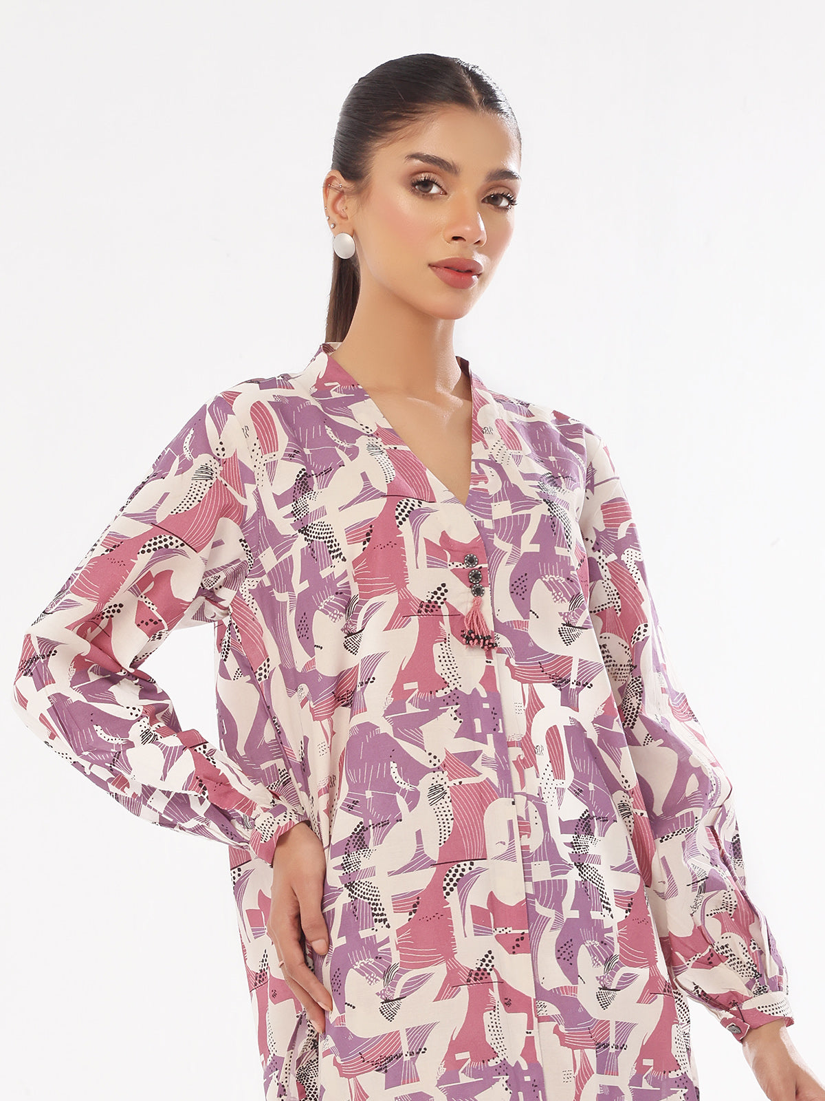 Oaks - Printed Unstitched Swiss Lawn Purple - OL2PT-6306-A - 2 Piece - Unstitch