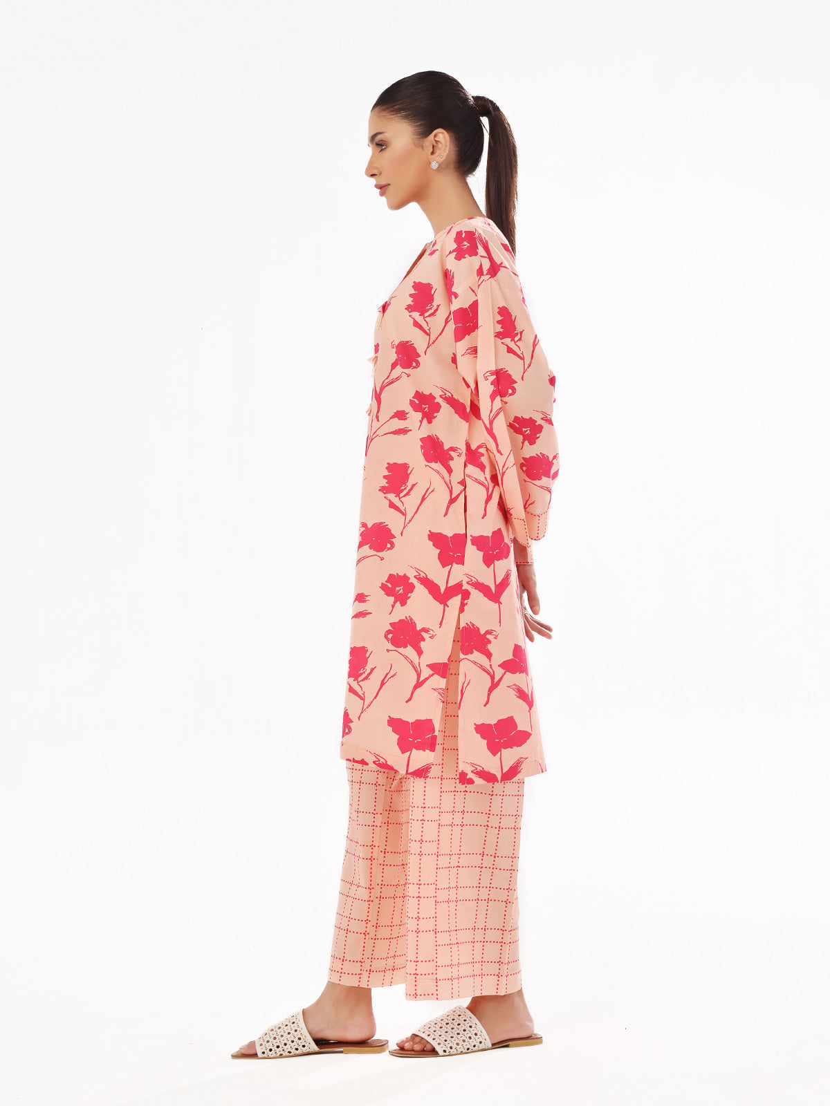Oaks - Printed Unstitched Swiss Lawn Peach - OL2PT-6308-B - 2 Piece - Unstitch