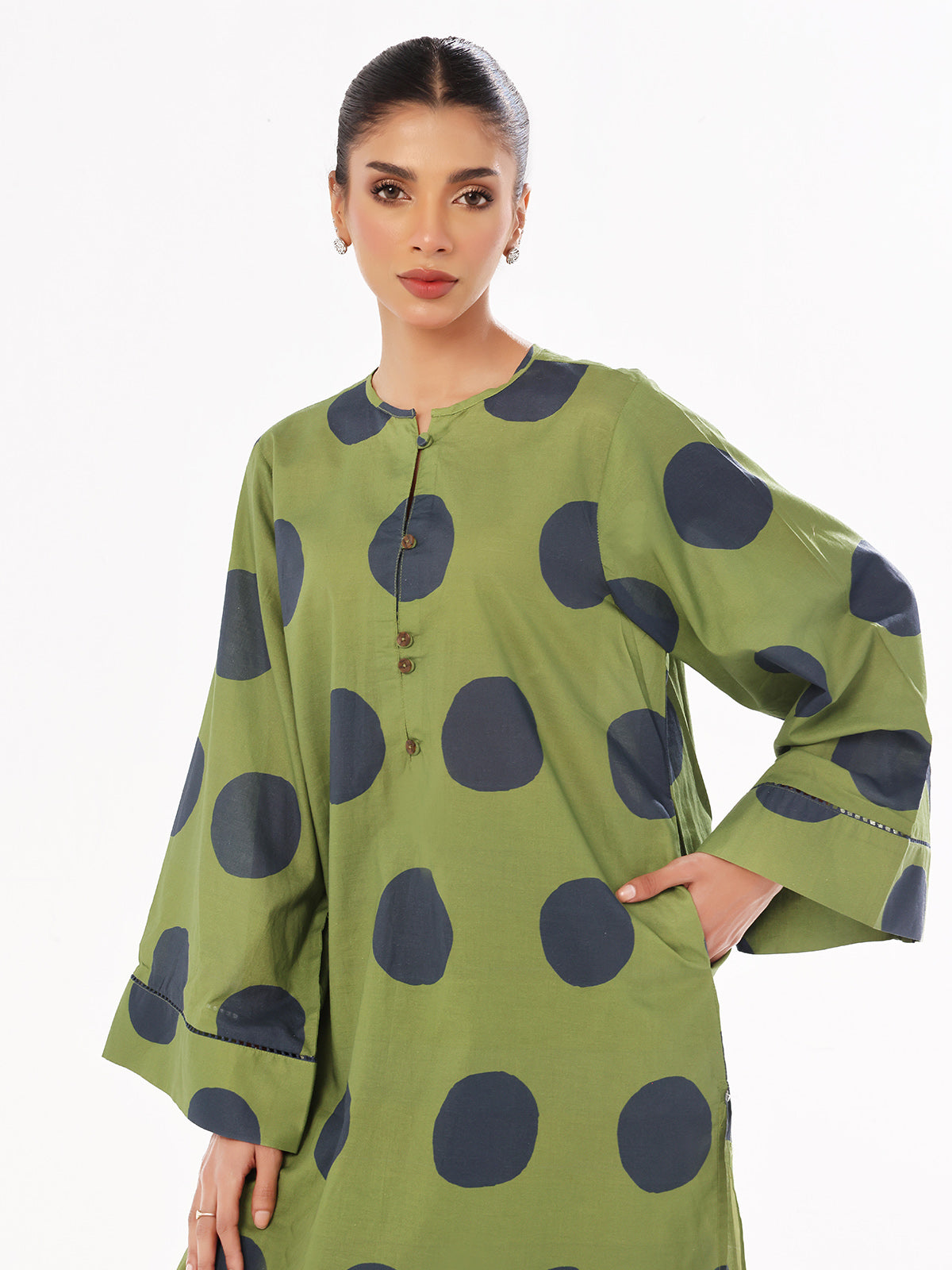 Oaks - Printed Unstitched Swiss Lawn Green - OL2PT-6313-A - 2 Piece - Unstitch