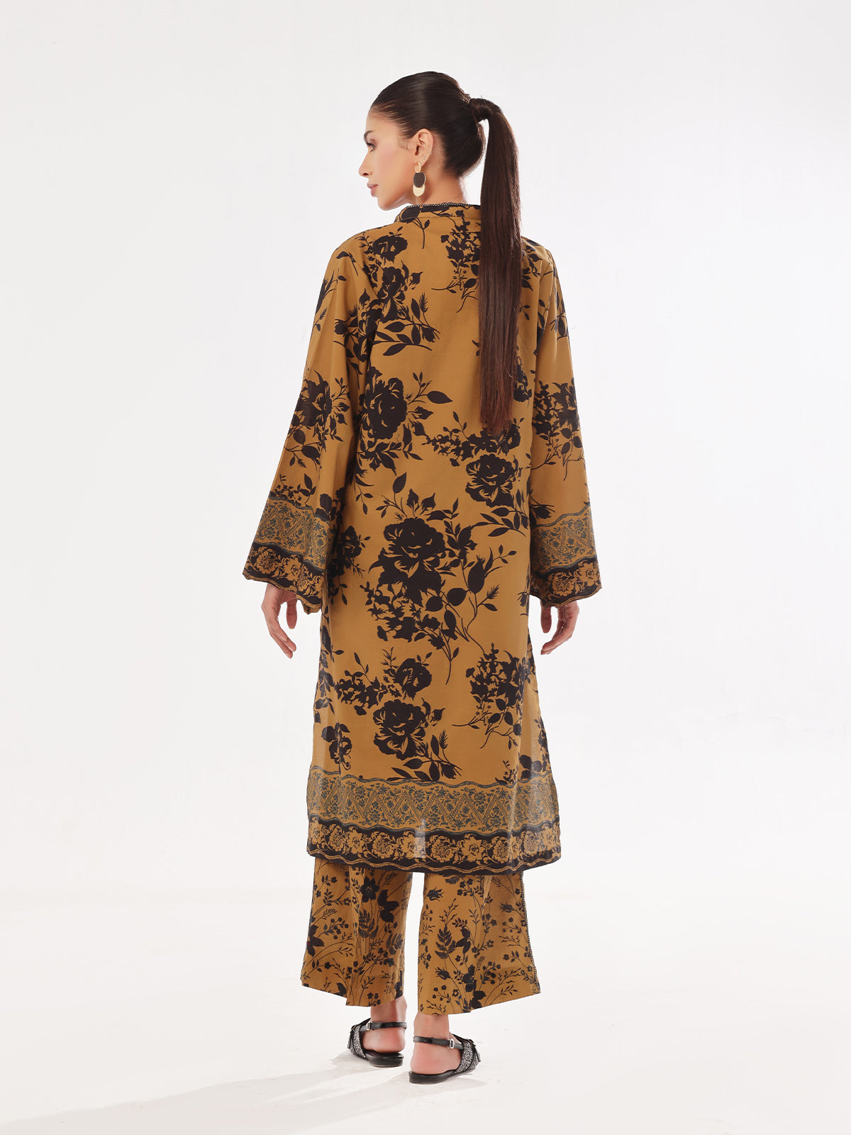 Oaks - Printed Unstitched Swiss Lawn Mustard - OL2PT-6314-A - 2 Piece - Unstitch