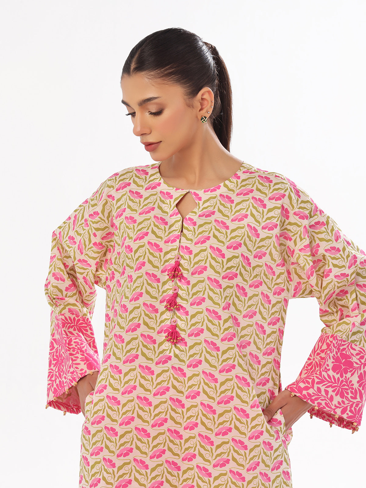 Oaks - Printed Unstitched Lawn Pink - OL2PT-6325-A - 2 Piece - Unstitch