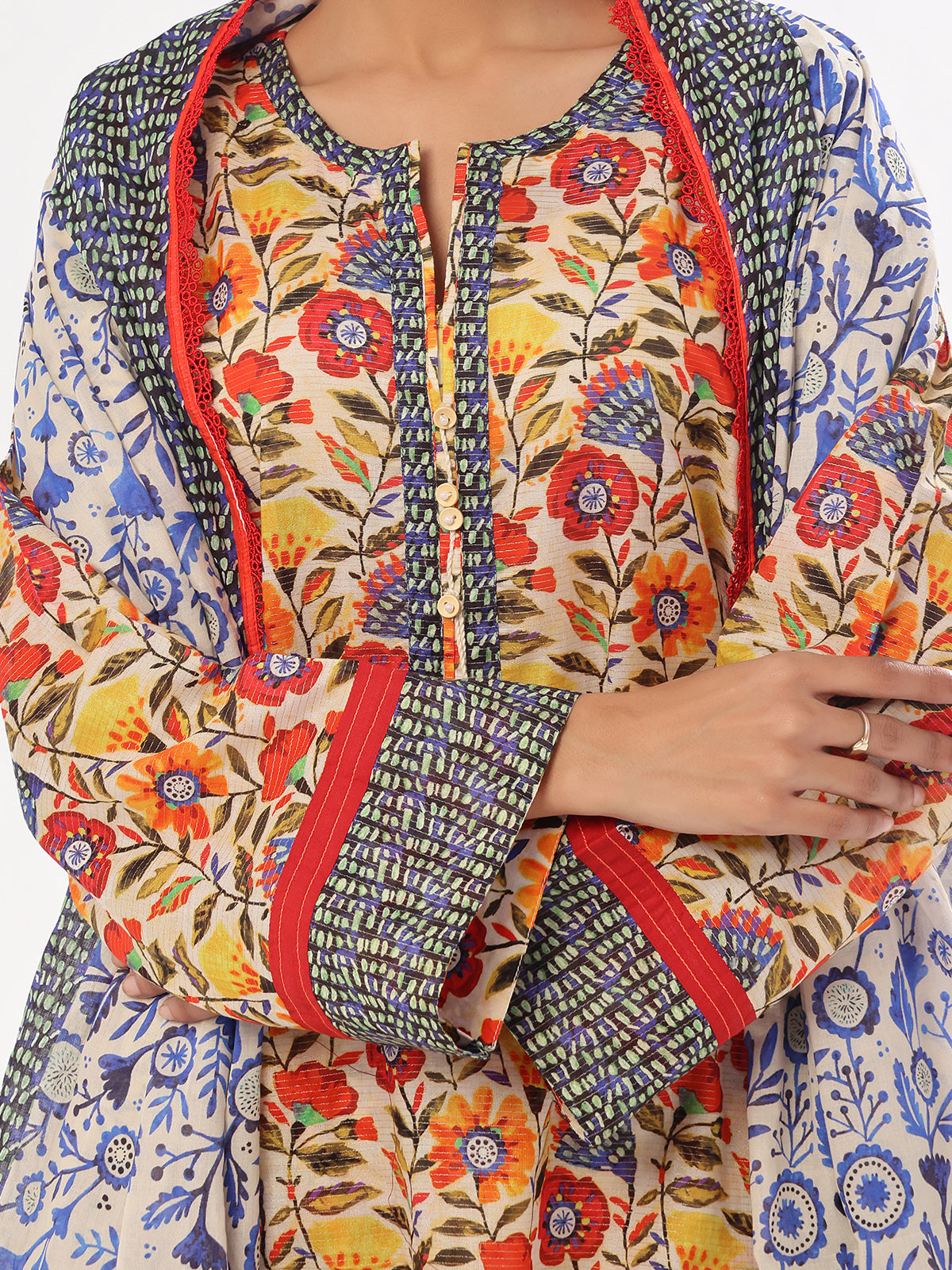 Oaks - Printed Unstitched Masoori Lawn Blue - OL3P-6296-A - 3 Piece - Unstitch