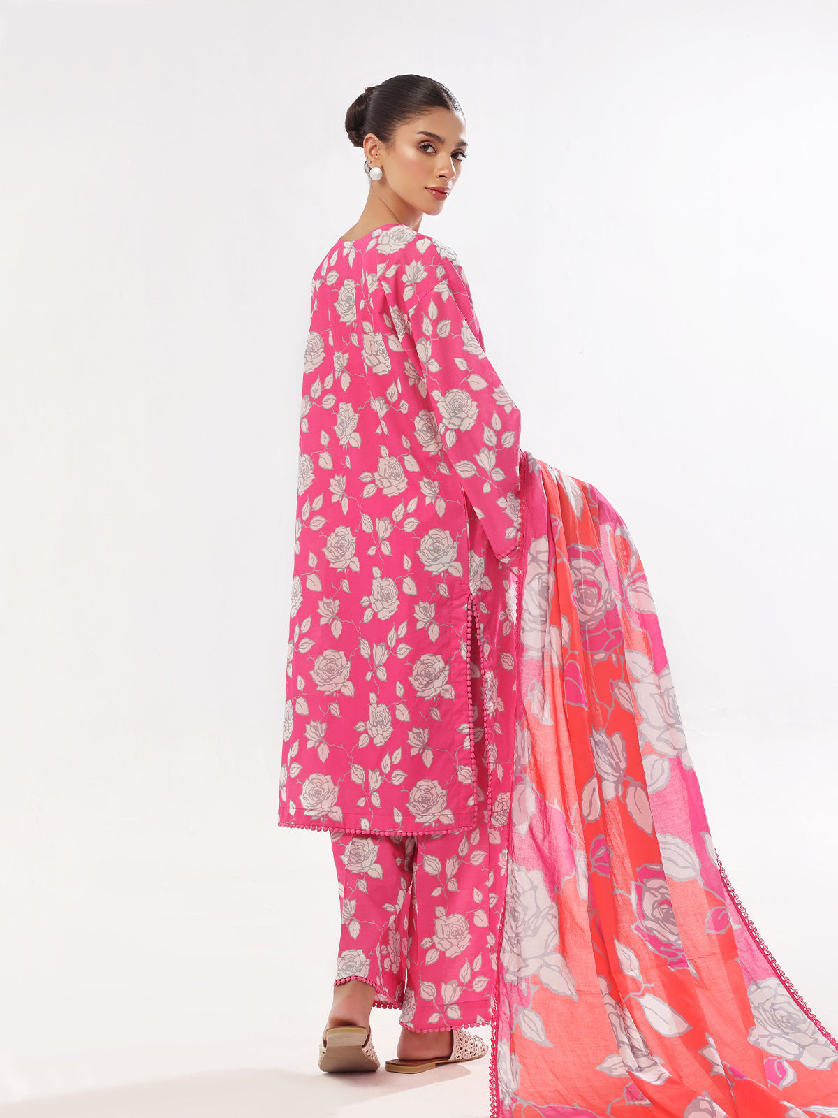 Oaks - Printed Unstitched Swiss Lawn Pink - OL3P-6305-A - 3 Piece - Unstitch
