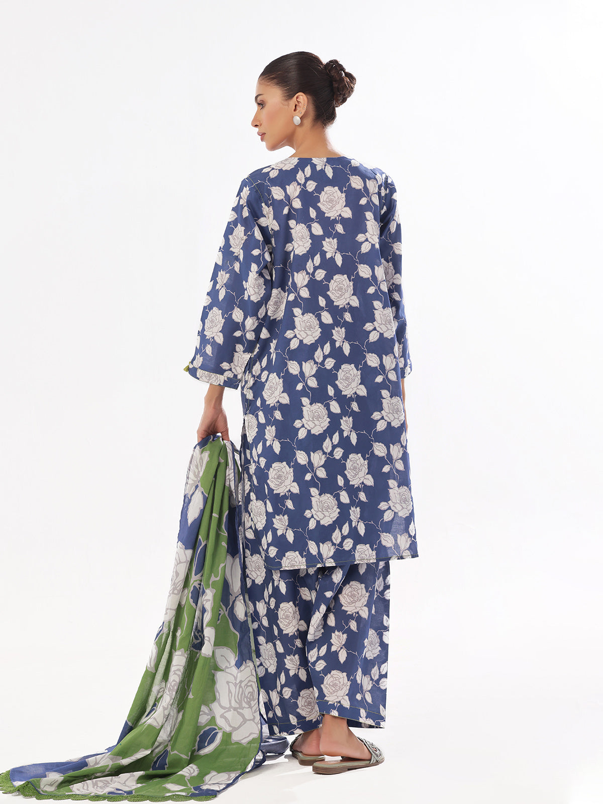 Oaks - Printed Unstitched Swiss Lawn Blue - OL3P-6305-B - 3 Piece - Unstitch