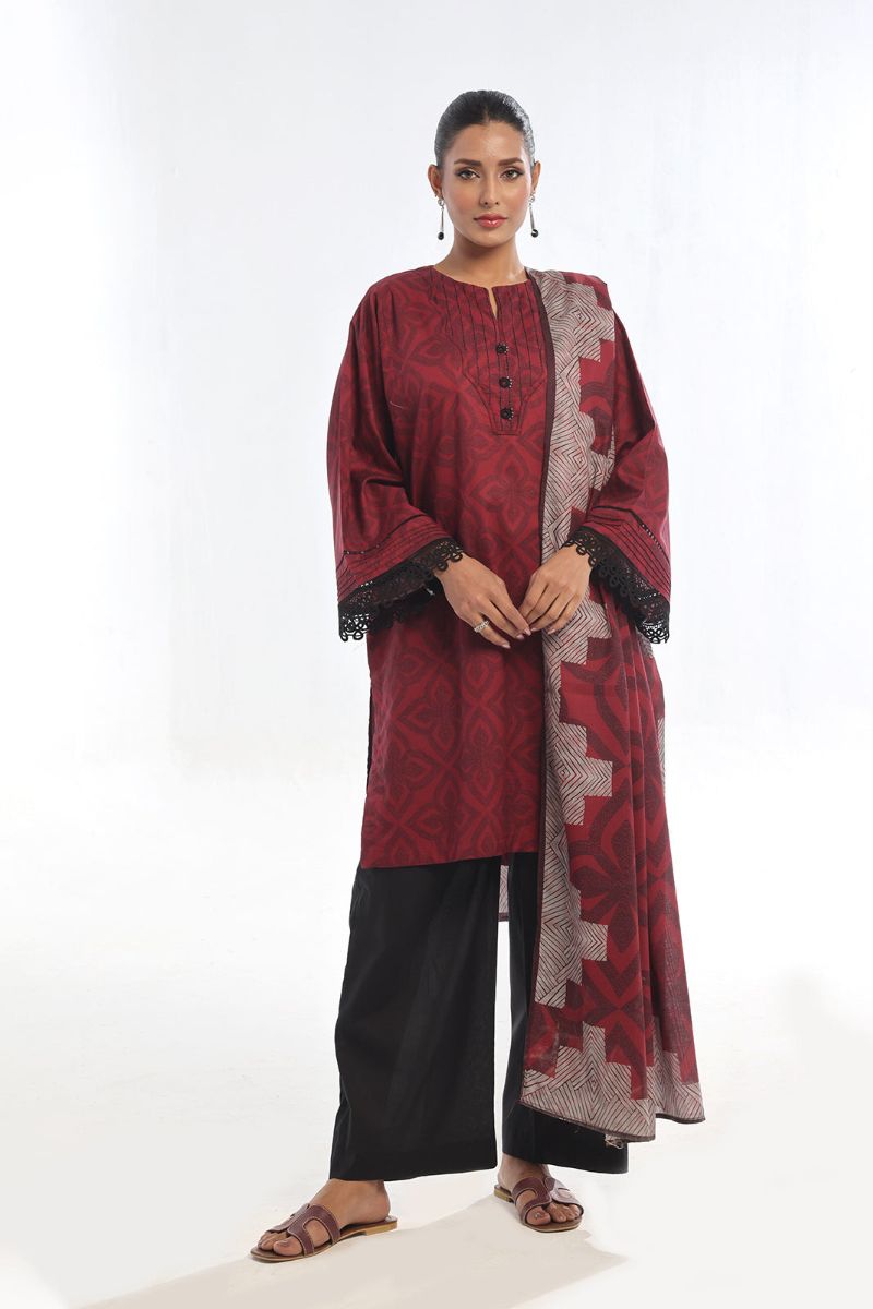 Oaks - Printed Unstitched Lawn Rust - OL3P-6323-A - 3 Piece - Unstitch