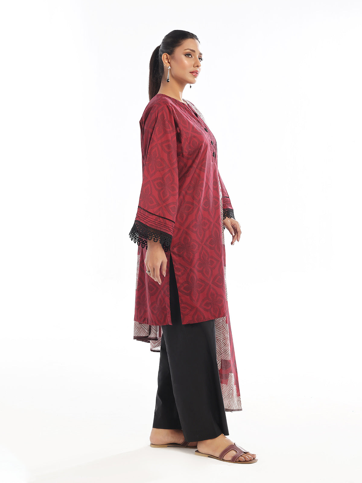 Oaks - Printed Unstitched Lawn Rust - OL3P-6323-A - 3 Piece - Unstitch