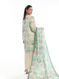Oaks - Printed Unstitched Masoori Lawn Green  - 3 Piece