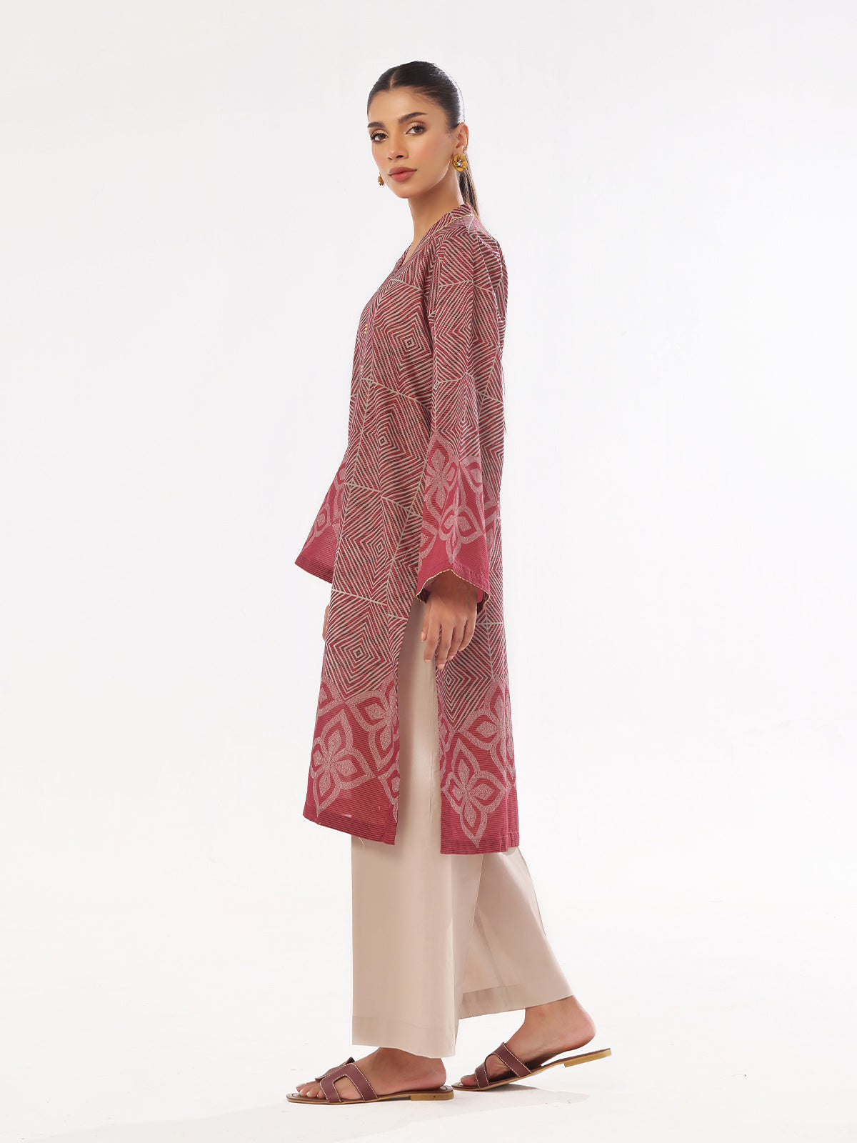 Oaks - Printed Unstitched Masoori Lawn Maroon - OLK-6323-A - 1 Piece - Unstitch