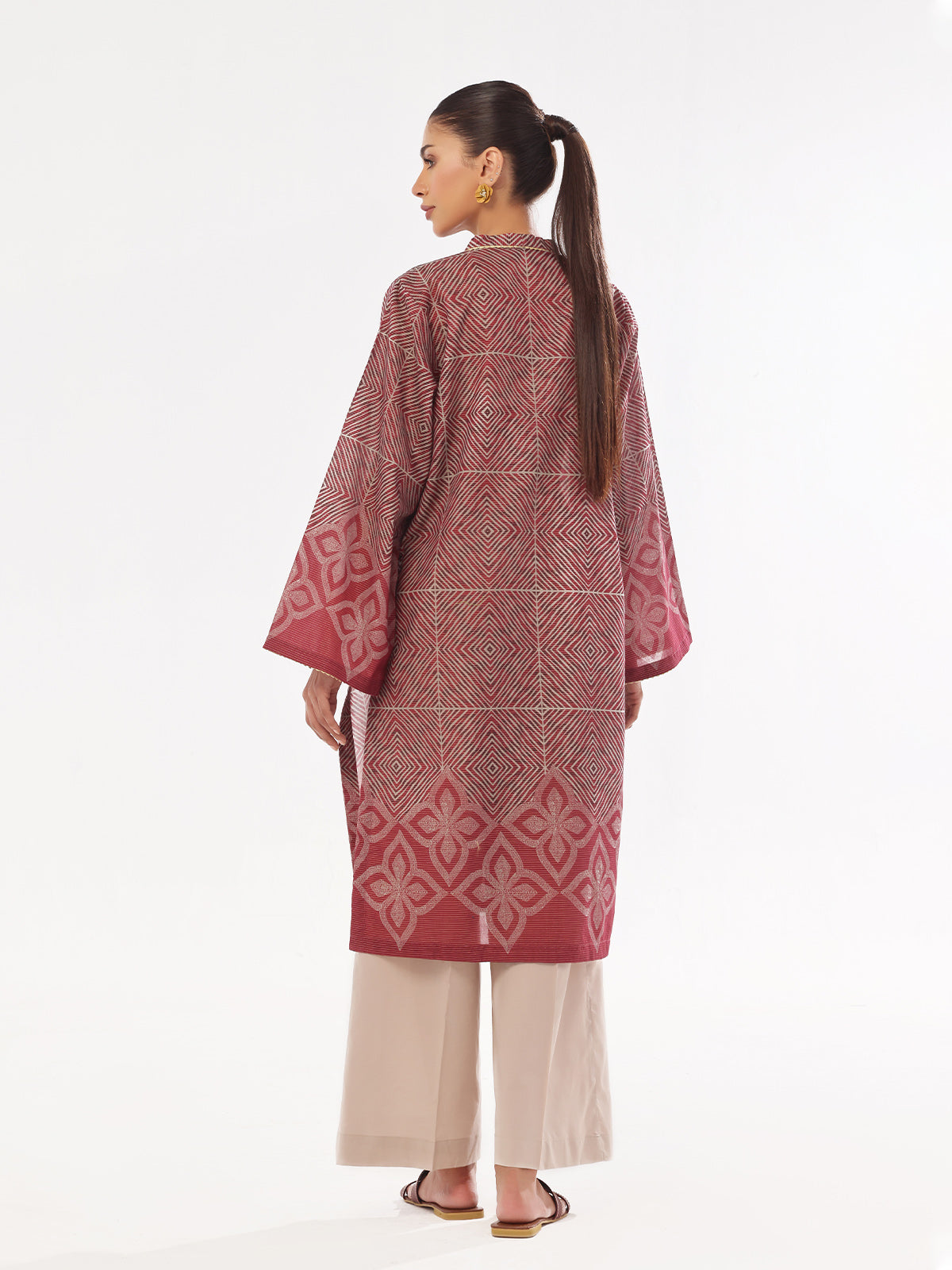 Oaks - Printed Unstitched Masoori Lawn Maroon - OLK-6323-A - 1 Piece - Unstitch