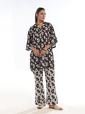 Oaks - Printed Pret & unstitched Shirt Trouser Swiss Lawn Black - 2 Piece