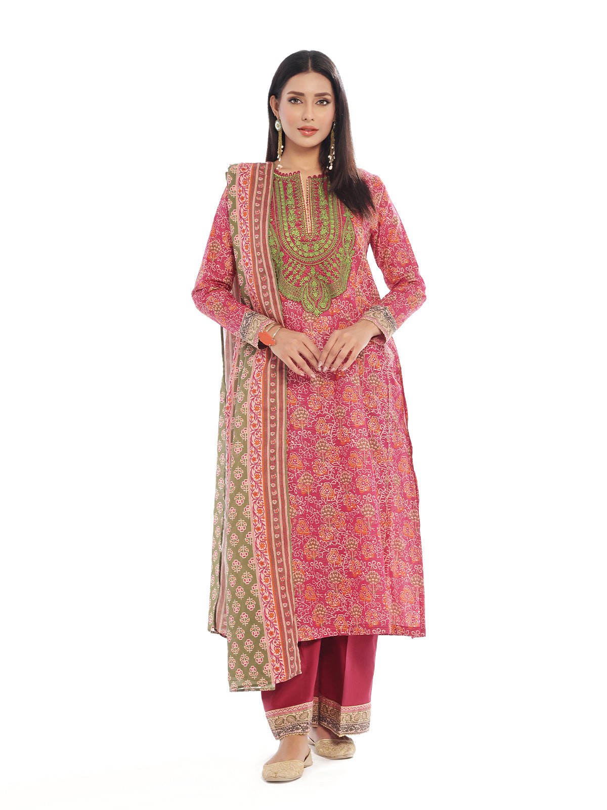 Oaks - Embroidered Unstitched Masoori Lawn Maroon  - 3 Piece