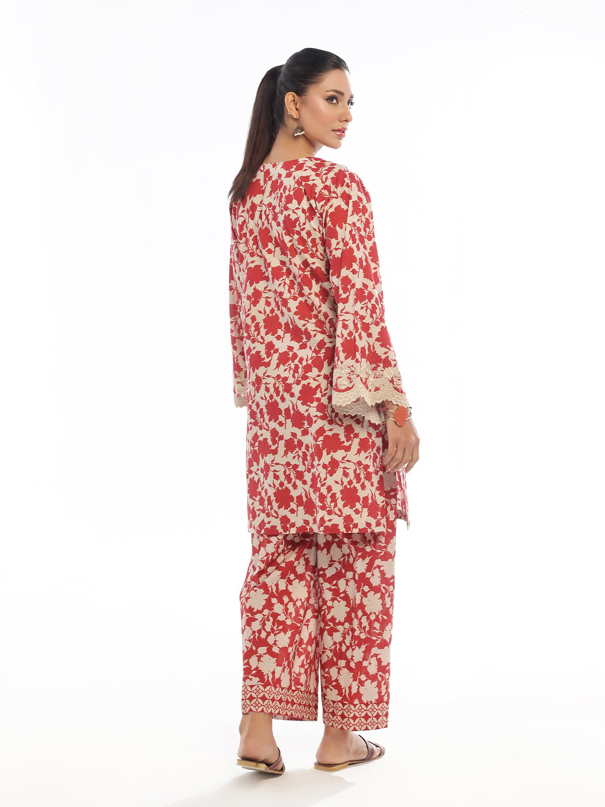 Oaks - Embroidered Pret & Unstitched Shirt Trouser Lawn Red - 2 Piece