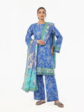 Oaks - Embroidered Pret & Unstitched Suit Lawn Blue - 3 Piece
