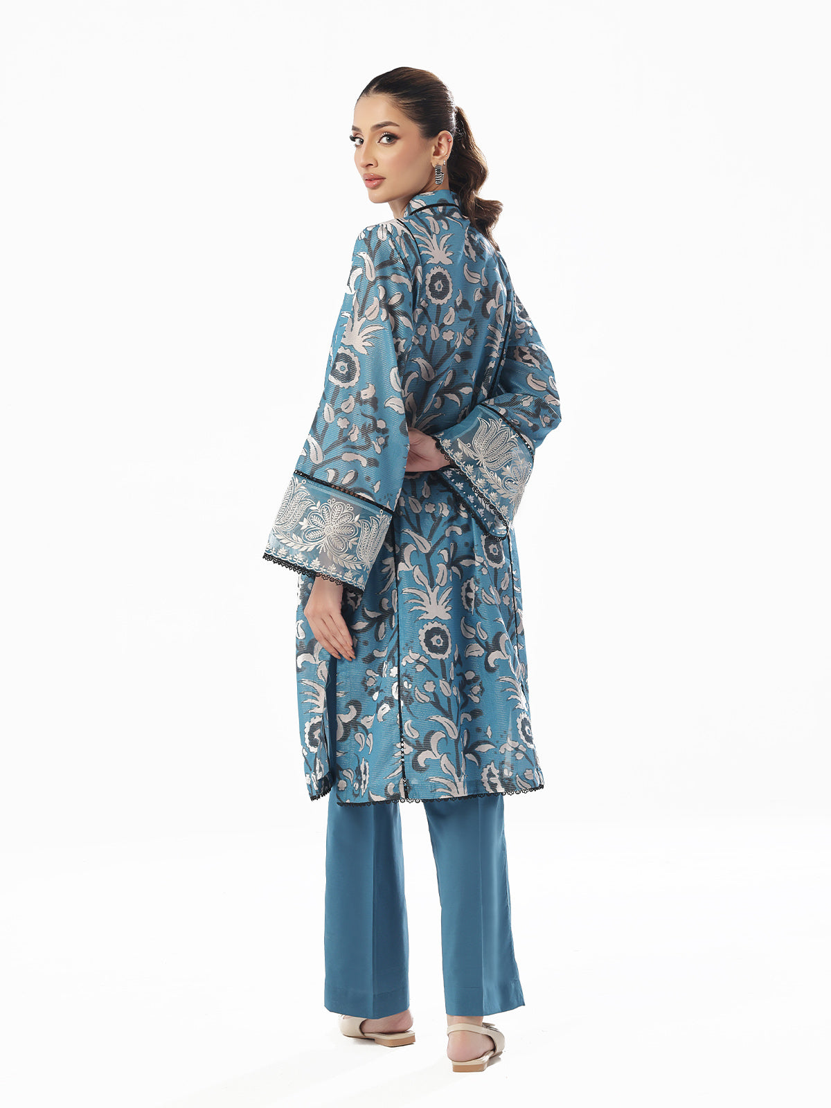 Oaks - Embroidered Pret & Unstitched Shirt Trouser Maisoori Lawn Blue - 2 Piece