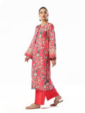 Oaks - Embroidered Pret & Unstitched Shirt Trouser Maisoori Lawn Pink & Red - 2 Piece