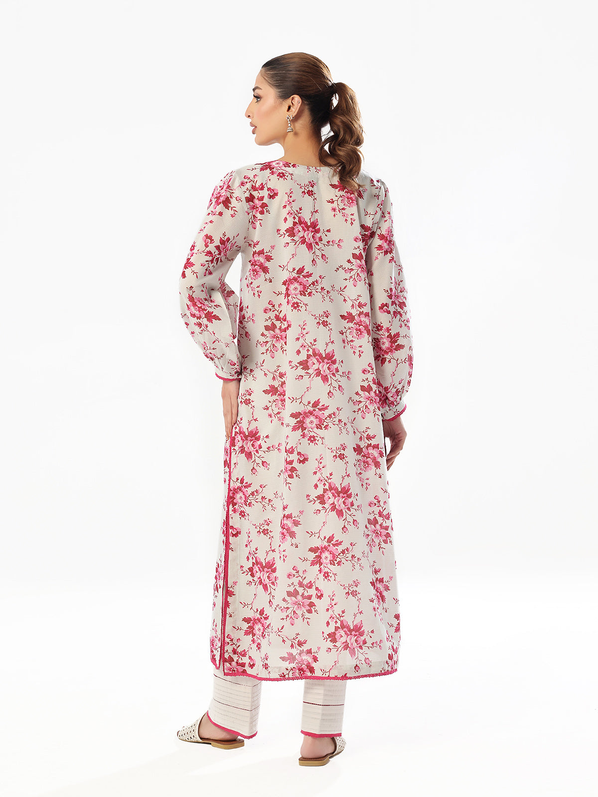 Oaks - Embroidered Pret & Unstitched Shirt Trouser Maisoori Lawn White & Pink - 2 Piece