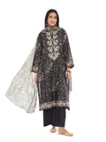 Oaks - Embroidered Unstitched Masoori Lawn Black  - 3 Piece
