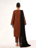 Oaks Printed Lawn Unstitched Brown 3 Piece