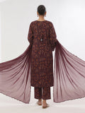 Oaks Printed Lawn Unstitched Maroon 3 Piece