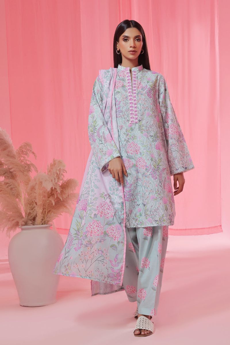 Oaks - Printed Pret & Unstitched Suit Lawn Ferozi - 3 Piece