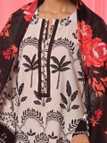 Oaks - Printed Pret & Unstitched Suit Lawn Black - 3 Piece