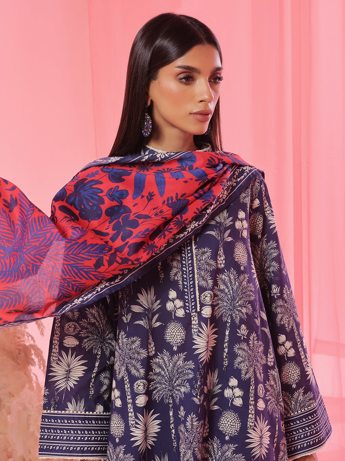 Oaks - Printed Pret & Unstitched Suit Lawn Blue - 3 Piece