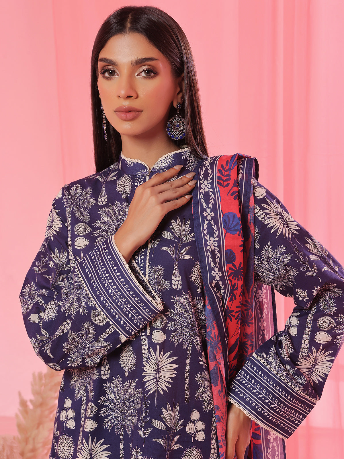 Oaks - Printed Pret & Unstitched Suit Lawn Blue - 3 Piece