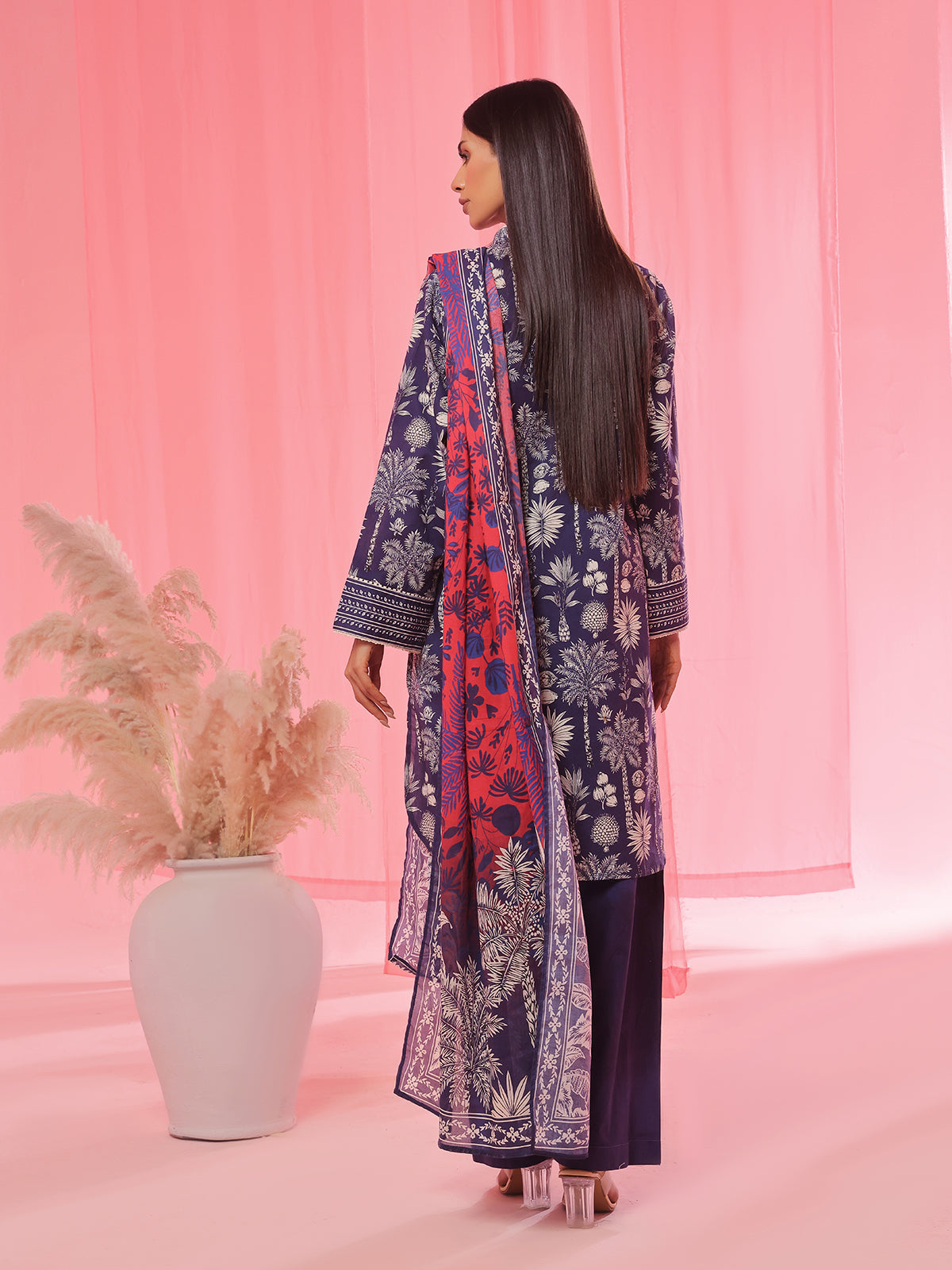 Oaks - Printed Pret & Unstitched Suit Lawn Blue - 3 Piece