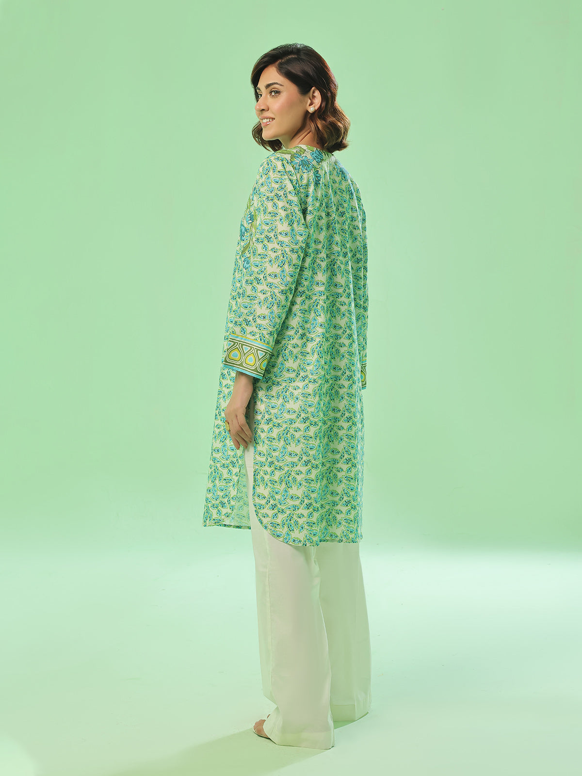 Oaks - Printed Pret & Unstitched Lawn Green - 1 Piece