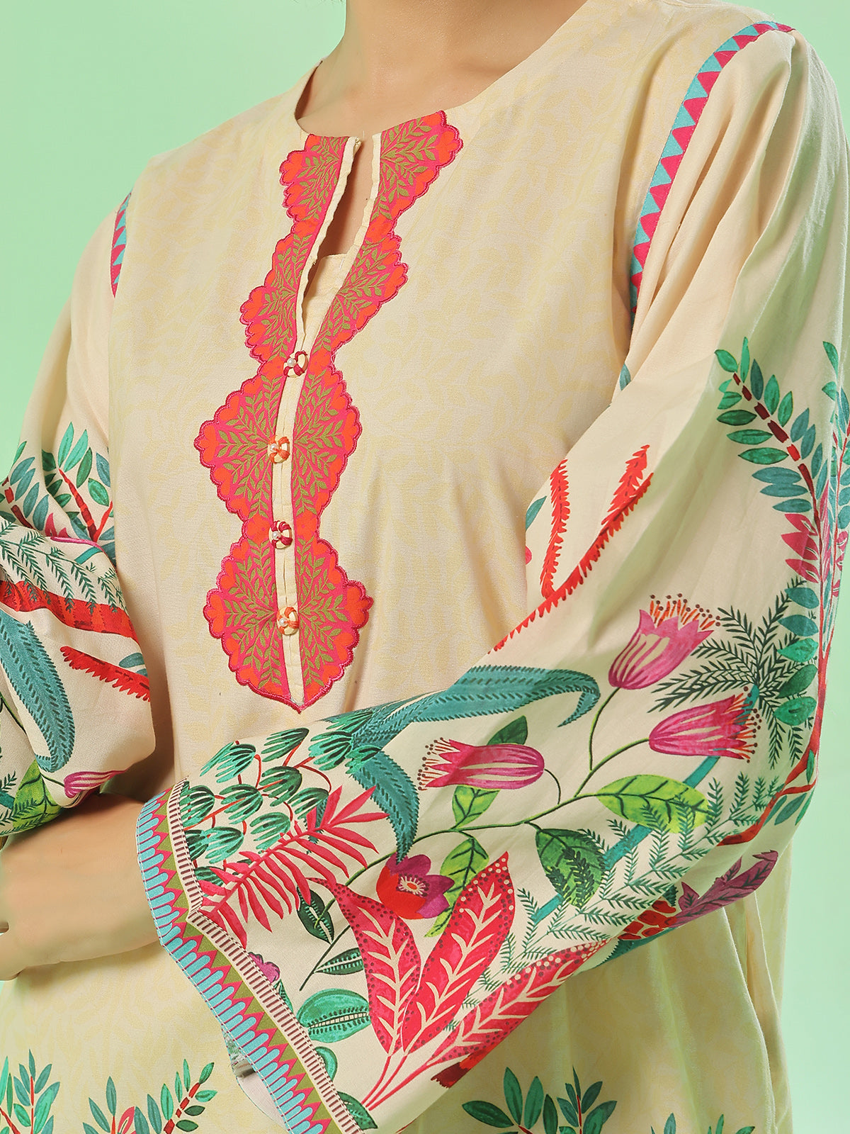 Oaks - Printed Pret & Unstitched Lawn Beige - 1 Piece