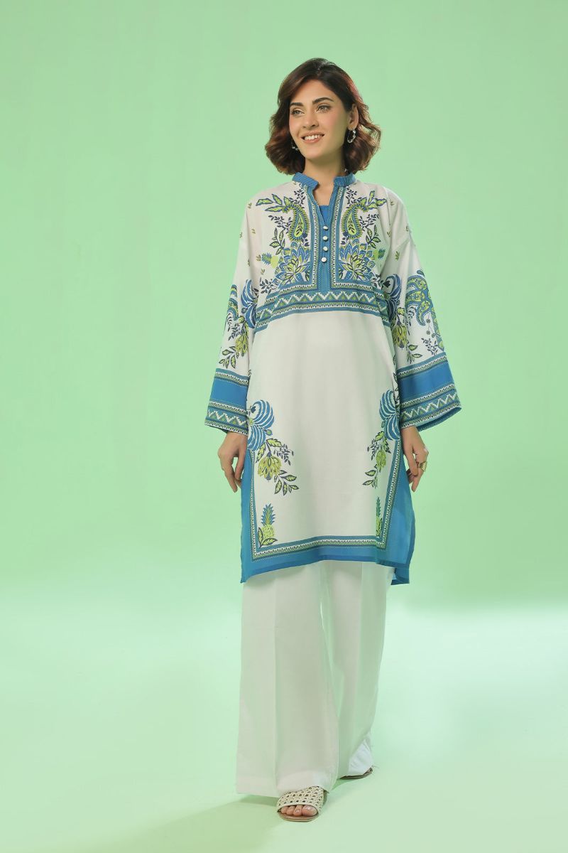 Oaks - Printed Pret & Unstitched Lawn Blue - 1 Piece