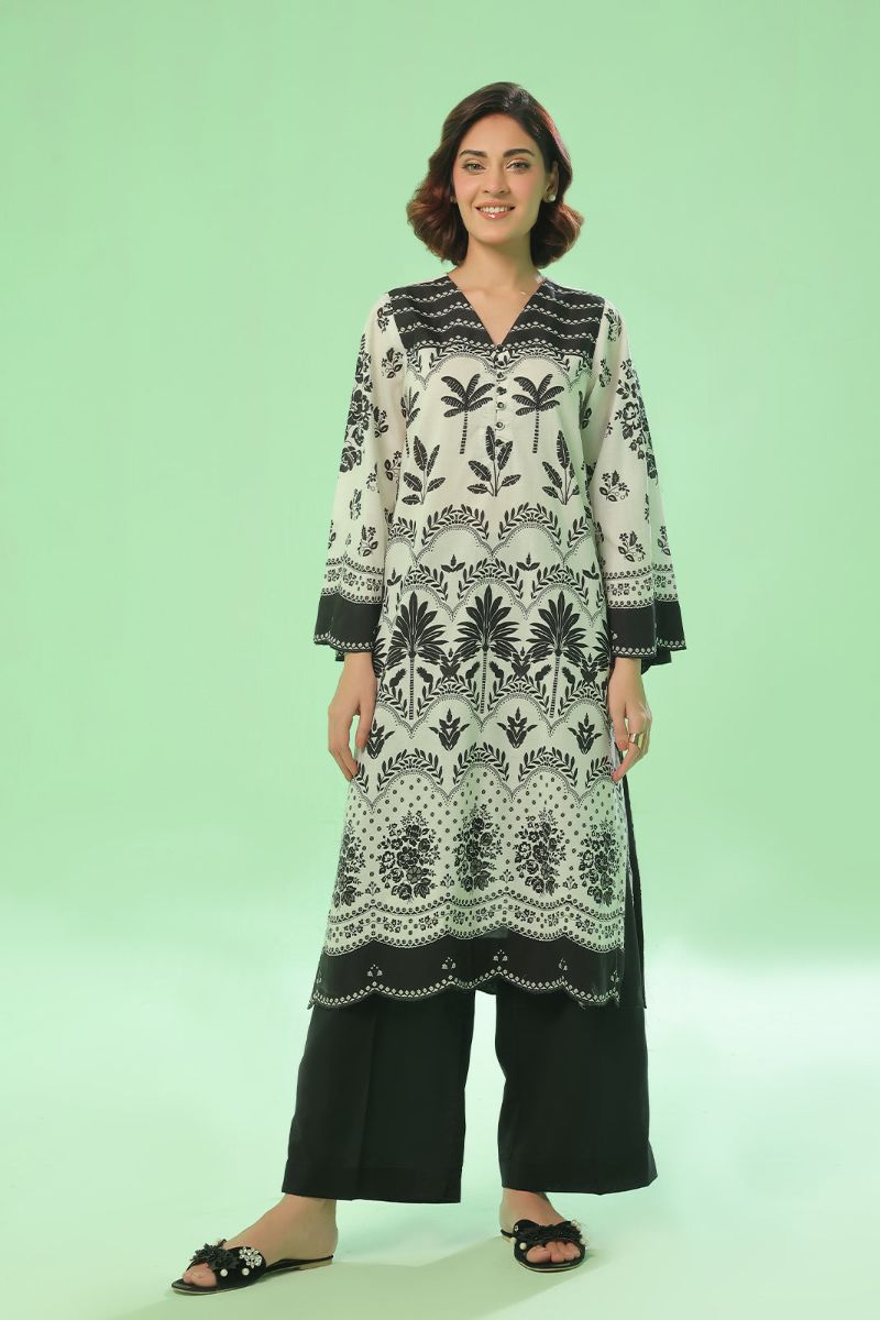 Oaks - Printed Pret & Unstitched Lawn Black - 1 Piece