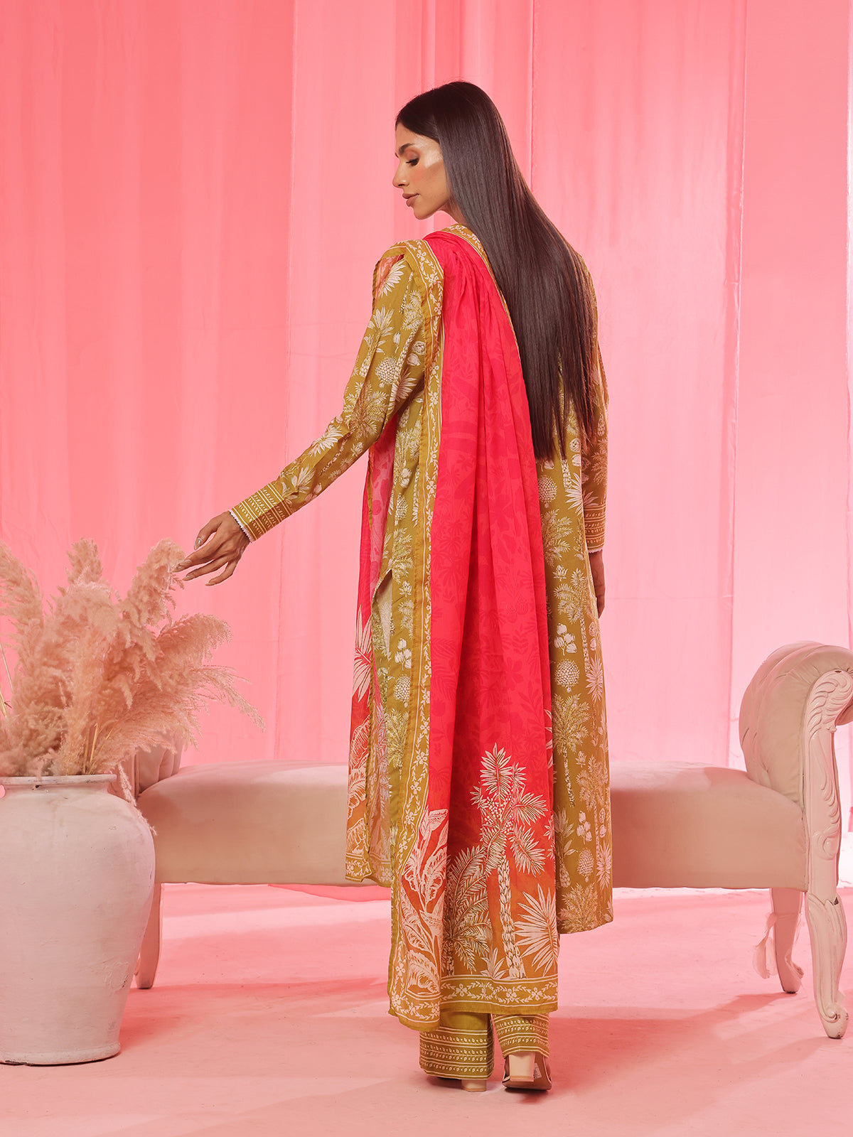 Oaks - Printed Pret & Unstitched Suit Lawn Green - 3 Piece