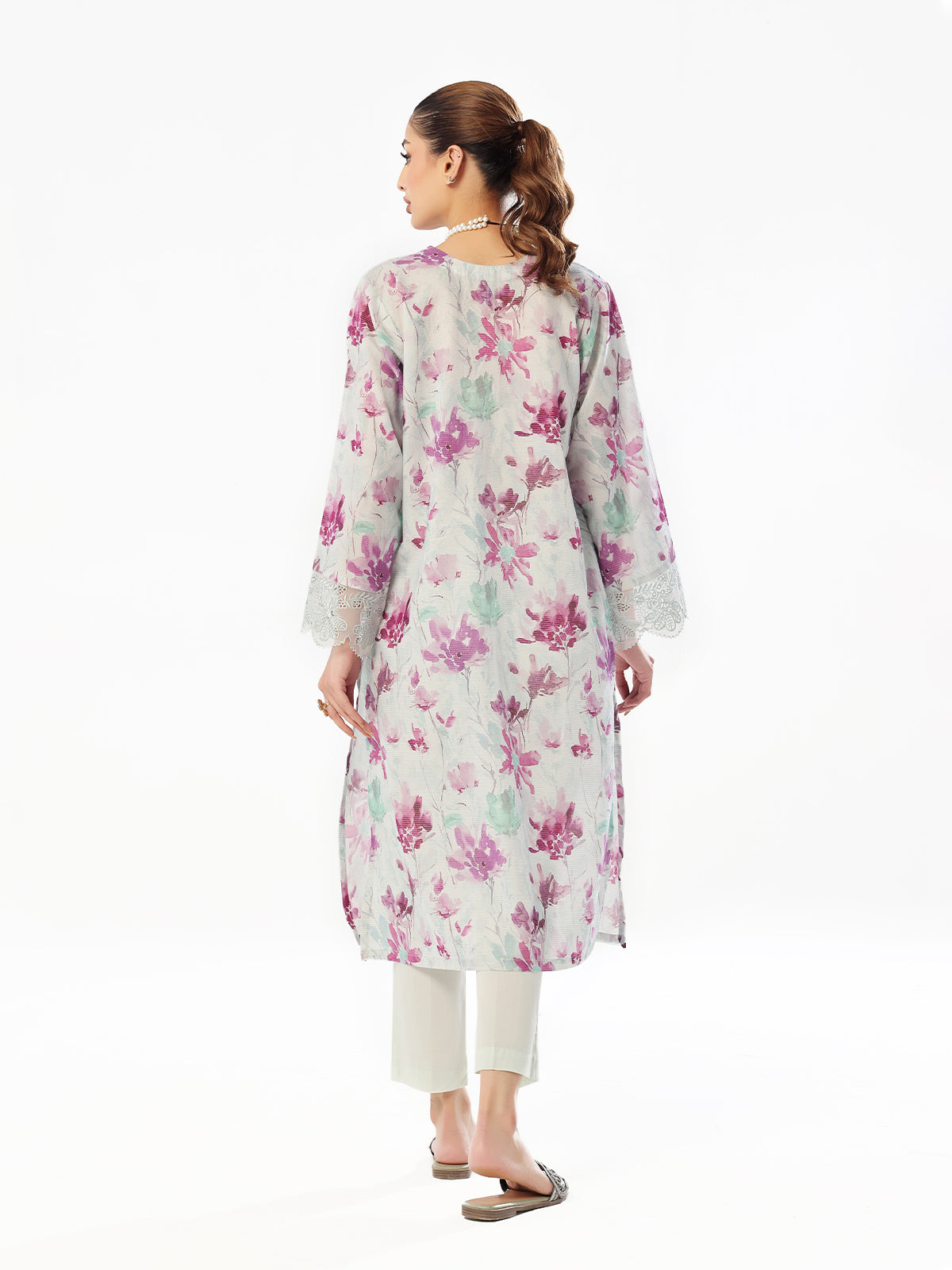 Oaks - Embroidered Pret & Unstitched Kurti Masoori Lawn Purple - 1 Piece